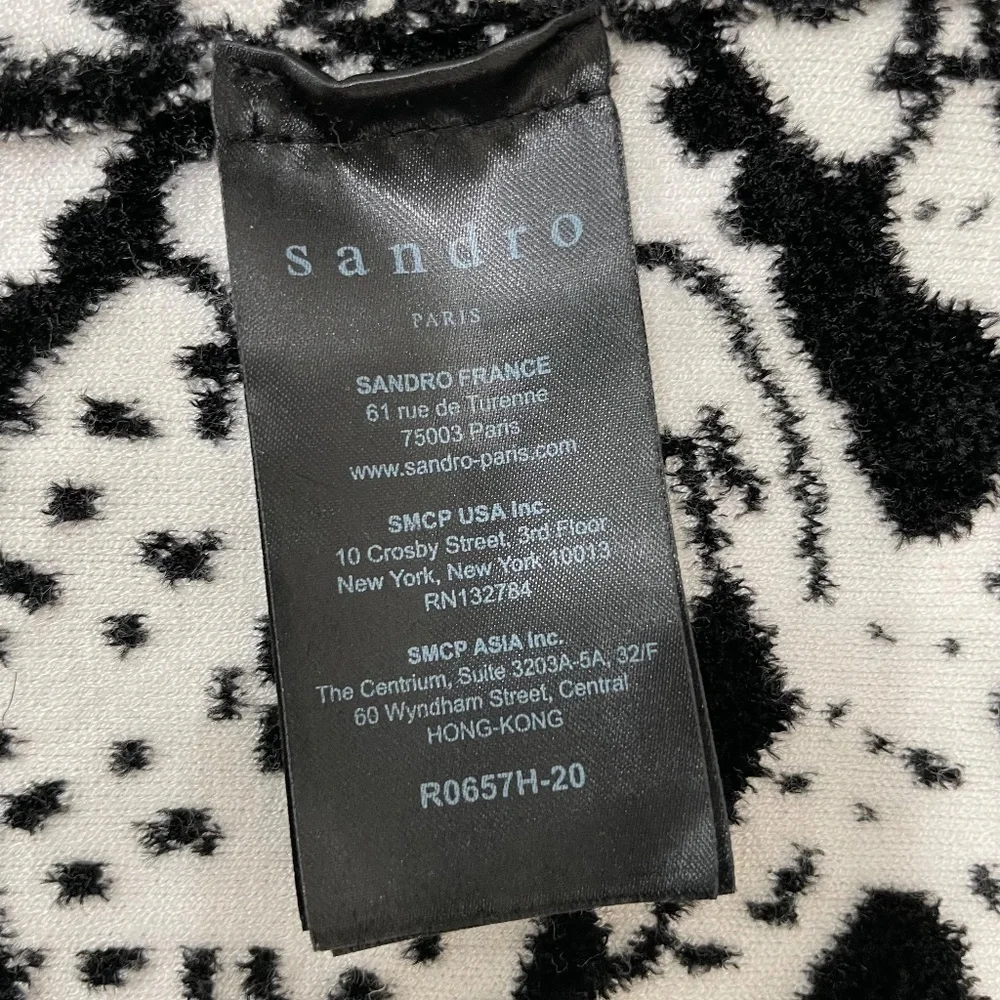 SANDRO {M} Mini Dress Black White Printed Geometric - Picture 7 of 7